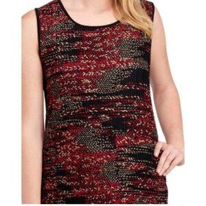 Kasper Womens Sleeveless red gold metallic Knit Top Size Large textured